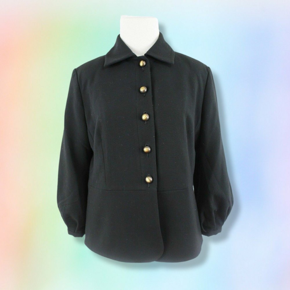 CAbi Jacket 4 Abbott Blazer Black‎ Gold Buttons Career Office #3027 preppy